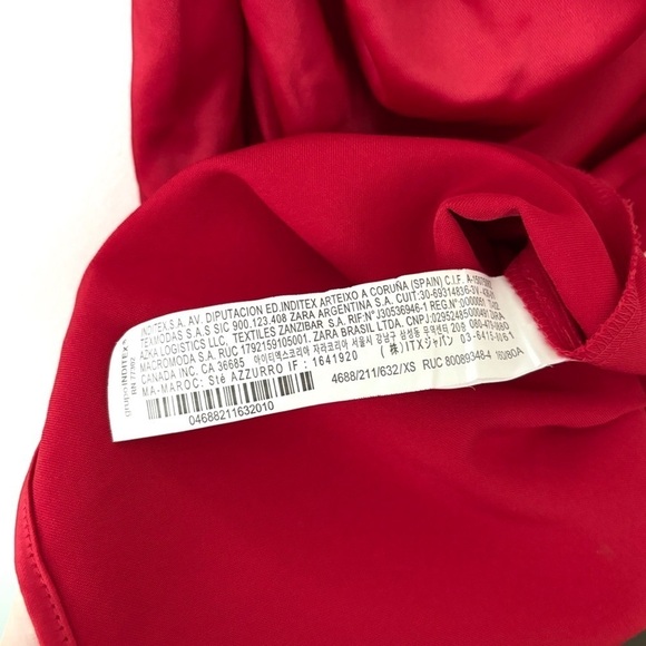 Zara | Red Satin Asymmetrical One Shoulder Mini Dress Size XS - Picture 13 of 13